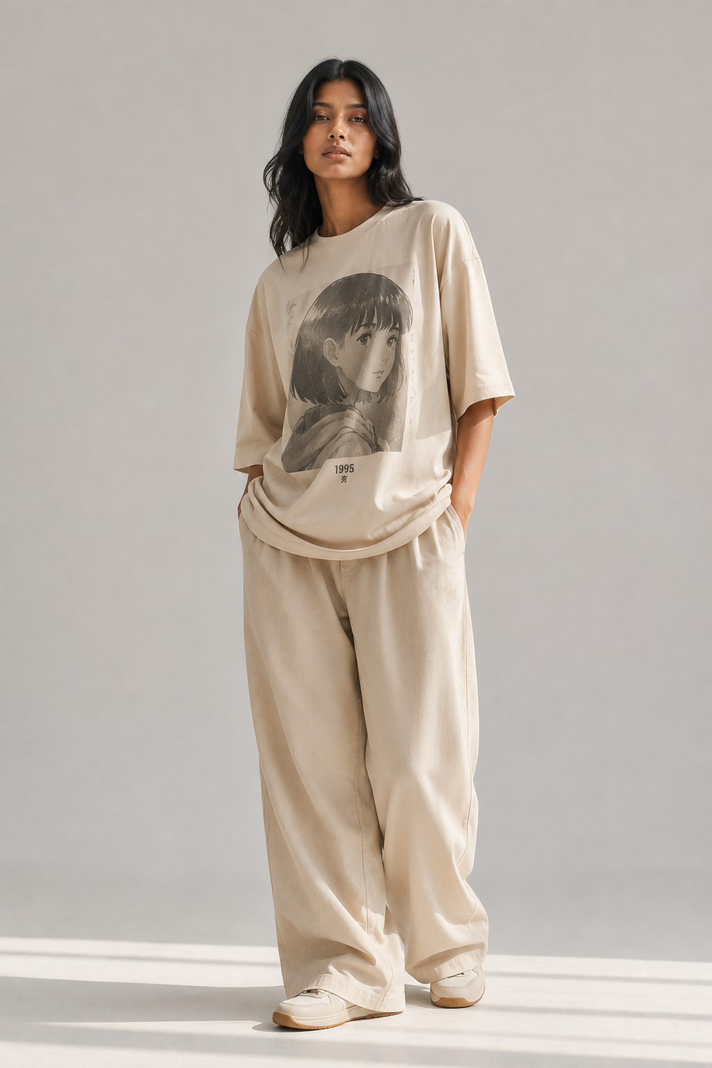 Women's Beige Anime 1995 T-Shirt XXXL and XXXXL - Zello Pakistan