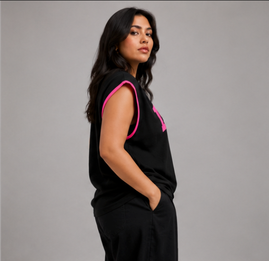 Women's Black Sleeveless Shirt XXXXL - Back View