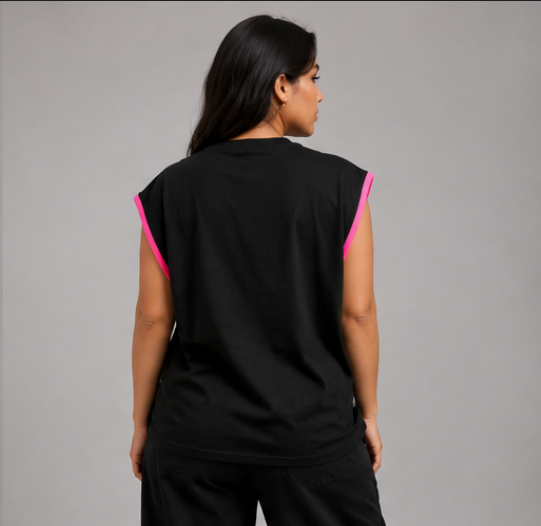 Women's Black Sleeveless Shirt - Size Detail