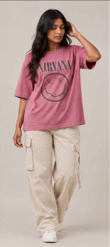Women's Pink Nirvana Oversized T-Shirt XXXXL - Back View