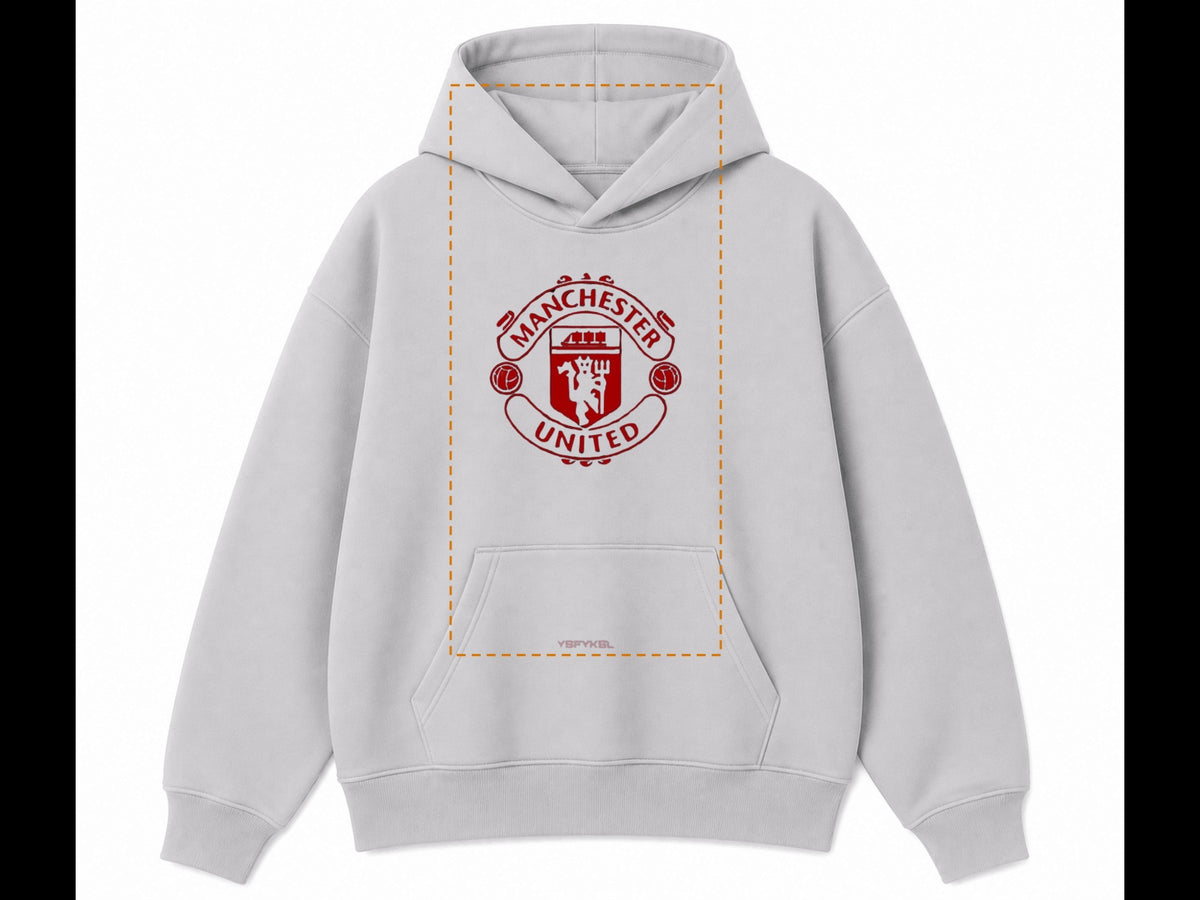 Man United Heather Grey Hoodie
